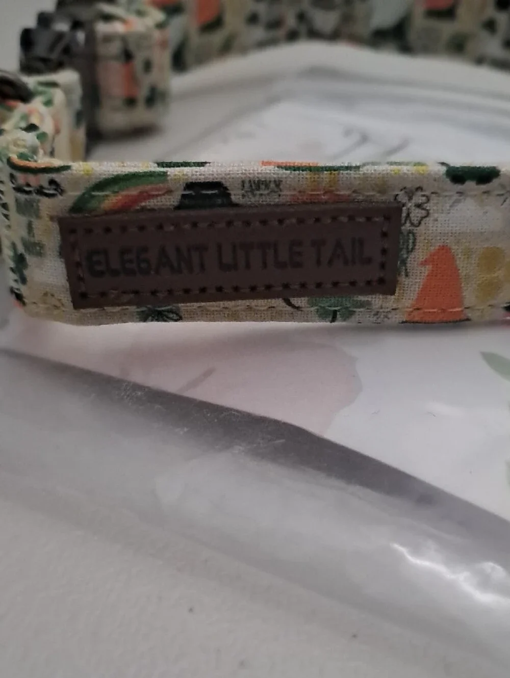Adjustable St. Patricks Day Fabric Dog Collar in Cream, Green & Peach